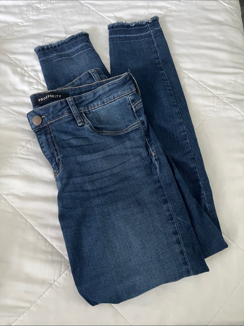 Prosperity Women's Dark Blue Raw Hem Skinny Jeans